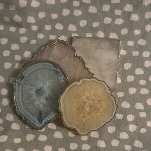 Set of Agate Coasters with Gold Trim